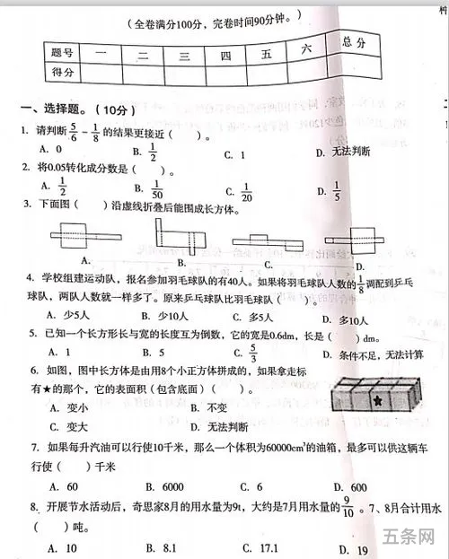 四下数学期末试卷2021人教版(七年级上册数学期末考试试卷)